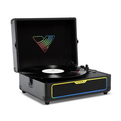 Journey Glow Illuminated Suitcase Record Player, Built-in Speakers, Multicolor RGB Lighting, Beat Sync Mode, Wireless Streaming, Made for Victrola