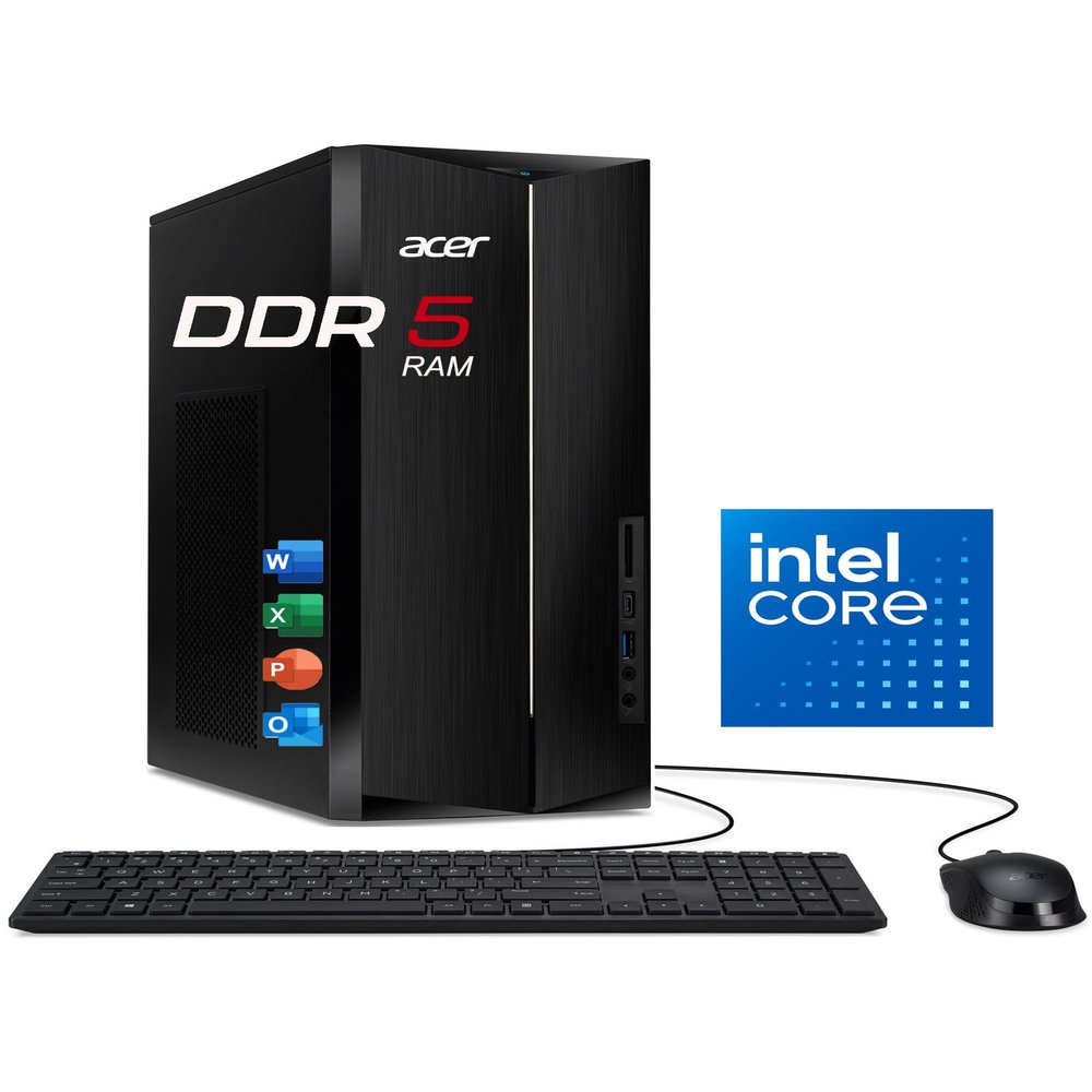 acer Desktop Tower, Intel 14th Gen Ultra-Fast 10-Core i5 Processor, 8GB DDR5 RAM(Lightning Fast Boot Time), 1TB SSD, Wi-Fi 6, HDMI, Support 4K Monitor, Wins 11, Wired KB & Mouse, Office 365 for Web