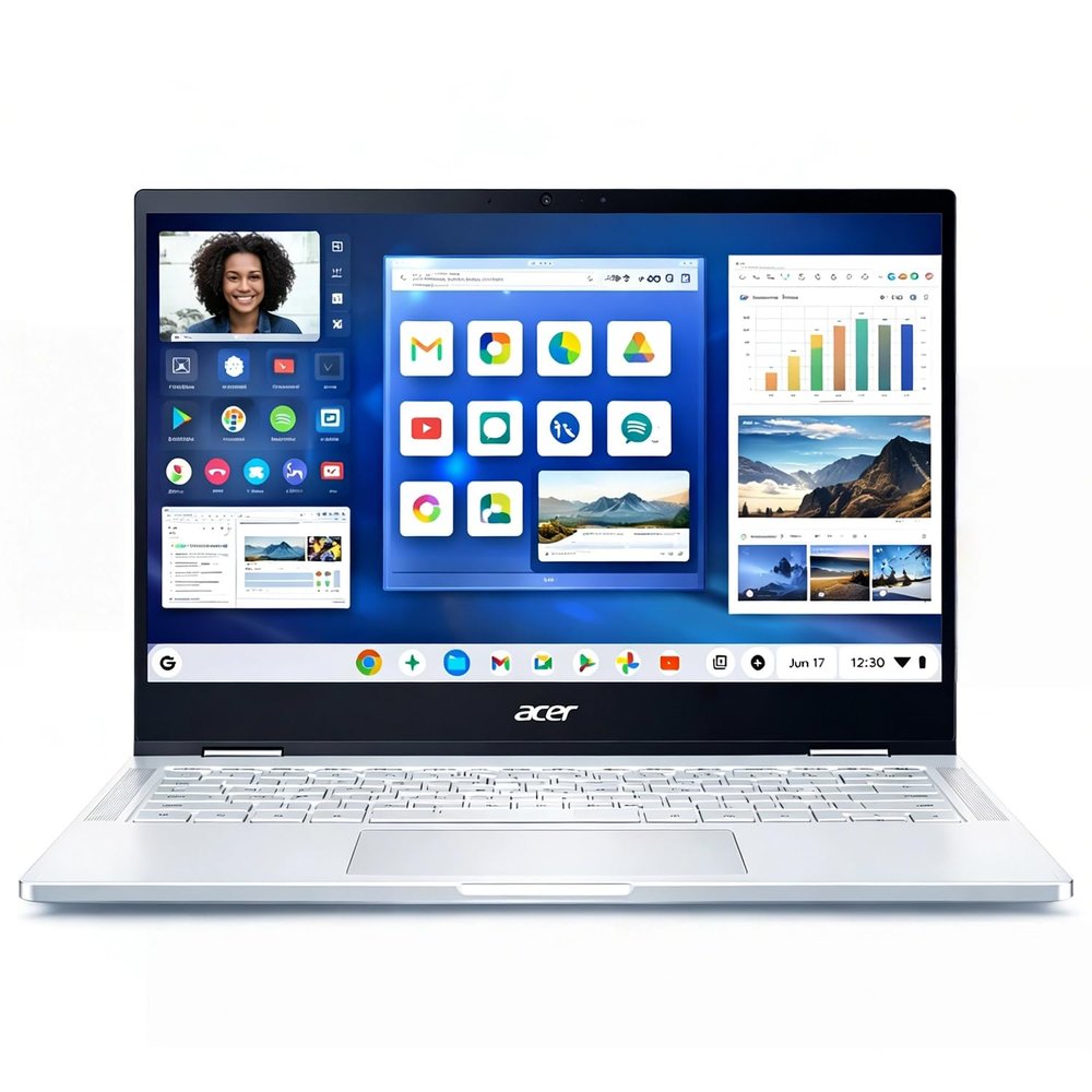 acer Chromebook Plus Spin 514 | 14 Inch WUXGA Touchscreen 2-in-1 Laptop | Ultra 8-Core Processor | 16GB RAM, 256GB SSD | Convertible Laptop for Students & Business | WiFi 7 | IPS | ChromeOS | Silver