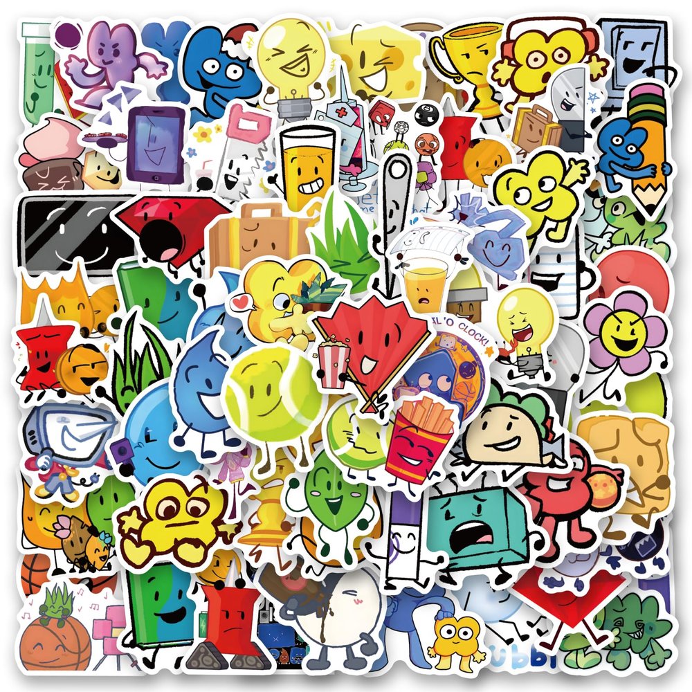 120Pcs BFDI Stickers Pack, Aesthetic Vinyl Waterproof Sticker Decals for Water Bottle,Laptop,Phone,Skateboard,Scrapbooking,Bumper