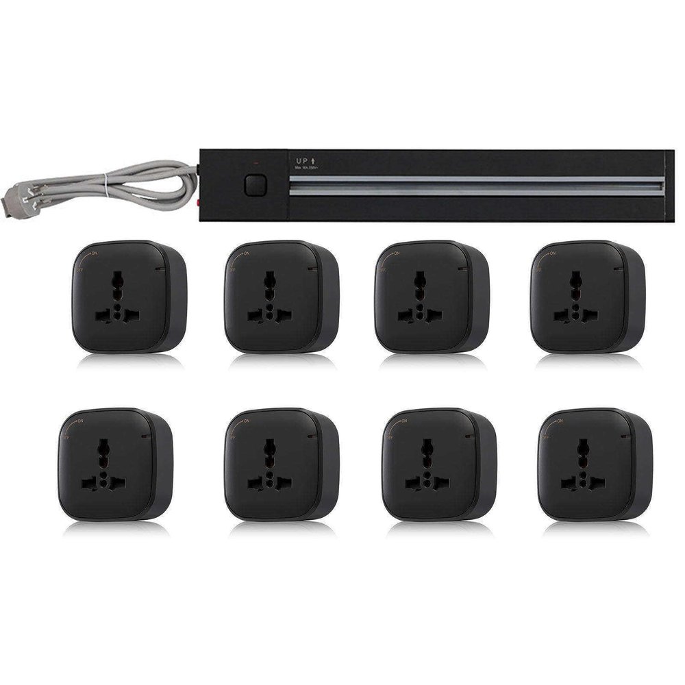 FFDSDUH Power Strips Wall-Mounted Power Track Socket, Movable Aluminum Alloy with Overload Protection & Child-Safe Design 4000W Load Capacity(Black,100cm)
