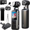 YONDENE Body Camera 5K with External Microphone, Video & Audio Mini Vlog Camera with 270 Rotated Lens, Pocket Cam for Sport, Outdoor, Riding, Travel, 64GB Included view 1