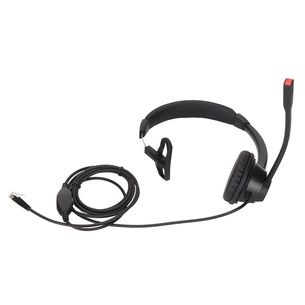ChiweiJ Monaural Customer Service Headset, Telephone Headset with Noise Cancelling Mic, Single Sided Ear Headphone with Volume Adjustment, RJ9 Business Headset for Call Centers Offices Tel