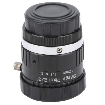 Dioche 5MP HD C Mount Prime Lens 12mm F1.6 Manual Aperture High Resolution Security Camera Lens for CCTV Surveillance and Digital Video Recording Black Aluminum Alloy