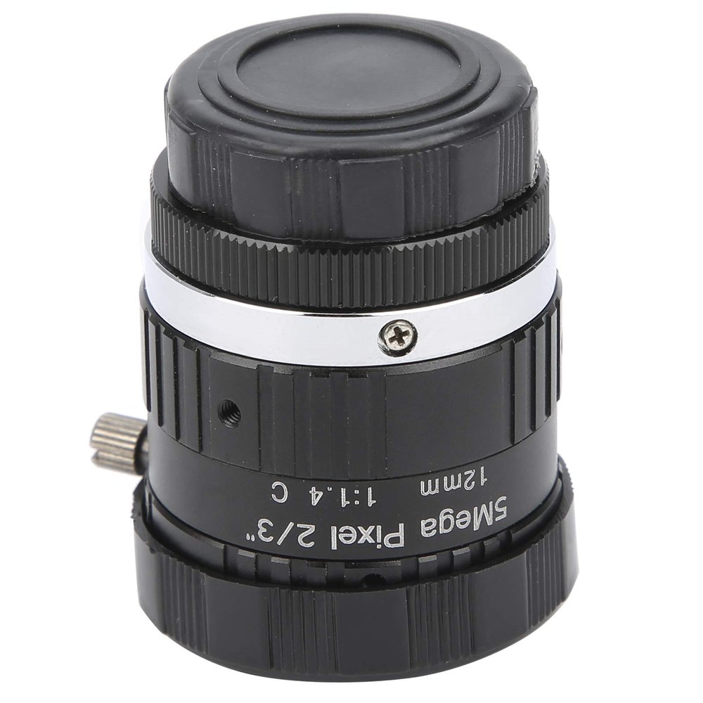 Dioche 5MP HD C Mount Prime Lens 12mm F1.6 Manual Aperture High Resolution Security Camera Lens for CCTV Surveillance and Digital Video Recording Black Aluminum Alloy