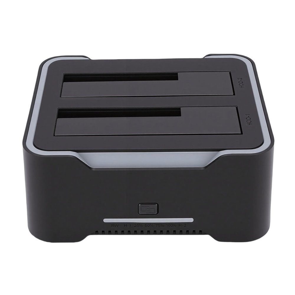Wisoqu Dual Bay Hard Drive Docking Station, USB 3.0 External HDD SSD Dock with RGB Light Breathing Effect and Offline Cloning, for 2.5in 3.5in HDD SSD (US Plug)
