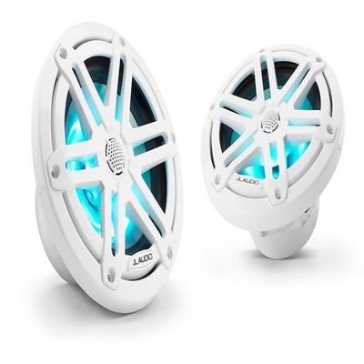 JL Audio M3 Series 6.5" Marine Coaxial Speakers w/Gloss White Sport Grilles w/RGB LED Lighting - M3-650X-S-Gw-i [010-03064-00]