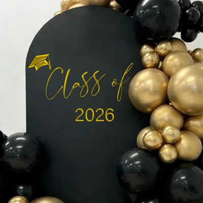 Eurteka Class of 2026 Golden Decal - Graduation Party Decoration, Balloon Arch Stickers, Congrats Grad Party Class of 2026 Event Planner DecalPhoto Props