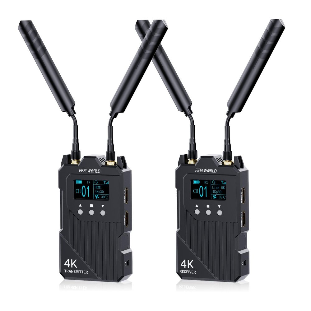 FEELWORLD WT1H 4K Wireless Video Transmission System - Dual HDMI, Full Duplex Intercom, 1000ft Range, 0.08s Low Latency for Live Streaming & Filming