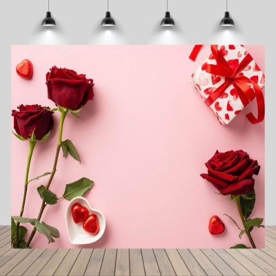 chnywork 10x10ft Happy Valentine's Day Backdrop Heart Shape Chocolate Red Roses Gift Box Romantic Valentines Day Background Couple Lover Dating Party Decoration Portrait Photo Booth Props