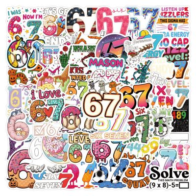 110PCS Trendy Number 67 Stickers,Waterproof Vinyl Funny Creative Decor Decals for Skateboard, Fridge, Laptop, Phone, Luggage (1.64-2.28 Inches) (67-110)
