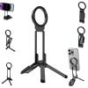 Dual Magnetic Phone Tripod,Foldable Double Magnet Mount Pocket Cell Phone Stand 180Rotating,1/4" Screw Tripod Mount Compatible with iPhone 17 16 15 14 13 Pro Max Plus Gym Magsafe Stand (Black) view 1