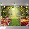 Enchanted Forest Backdrop Spring Floral Butterfly Photography Background Fairy Tale Garden Party Banner Kids Girl Baby Shower Decoration Supplies (120x96 inch (10x8FT)) view 1