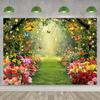 Enchanted Forest Backdrop Spring Floral Butterfly Photography Background Fairy Tale Garden Party Banner Kids Girl Baby Shower Decoration Supplies (120x96 inch (10x8FT)) view 3