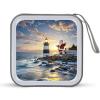 Rkklvbns Santa Claus Lighthouse DVD Storage Bags with Zipper, CD Portable Case Holder with Handles, Large Storage Stackable Media Binder for Travel, Cabinet, Home, Office, Car view 1