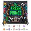 10X8ft Fabric The Fresh Prince Backdrop Dynamic 90's Hip Pop Scene Colorful Graffiti Wall Retro Radio Roller Background Baby Shower Party Decorations Props view 2