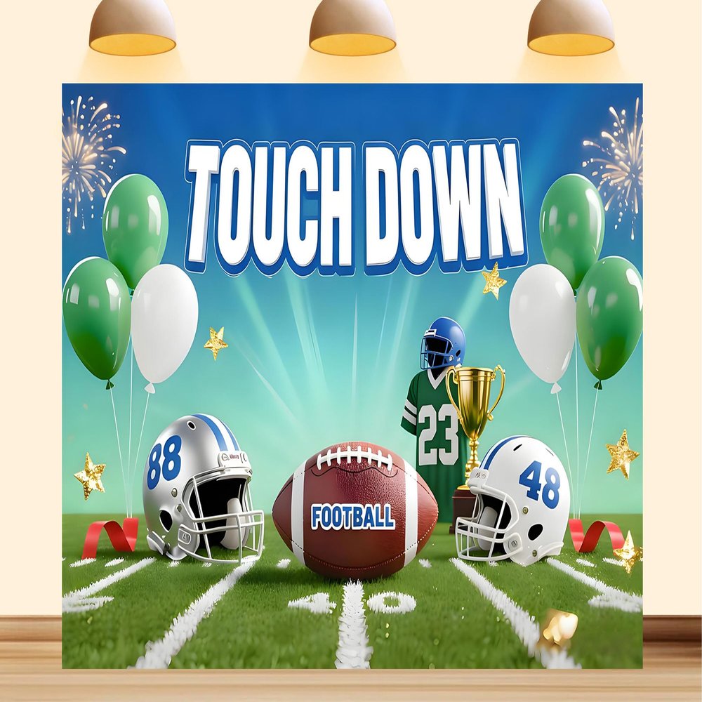 10X7ft Fabric Touch Down Backdrop Game Time Football Rugby Sports Theme Background Sports Birthday Party Decorations Photo Props