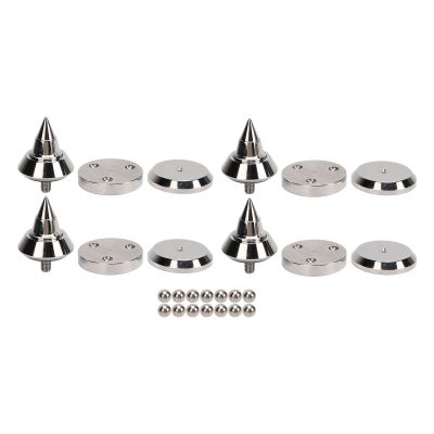 4 Set Speaker Shock Absorption Feet, Aluminum Alloy Height Adjustable M8 Speaker Spike Pad, Enhanced Sound Quality with Low Harmonic Vibration, Speaker Accessories for CD DVD Playe
