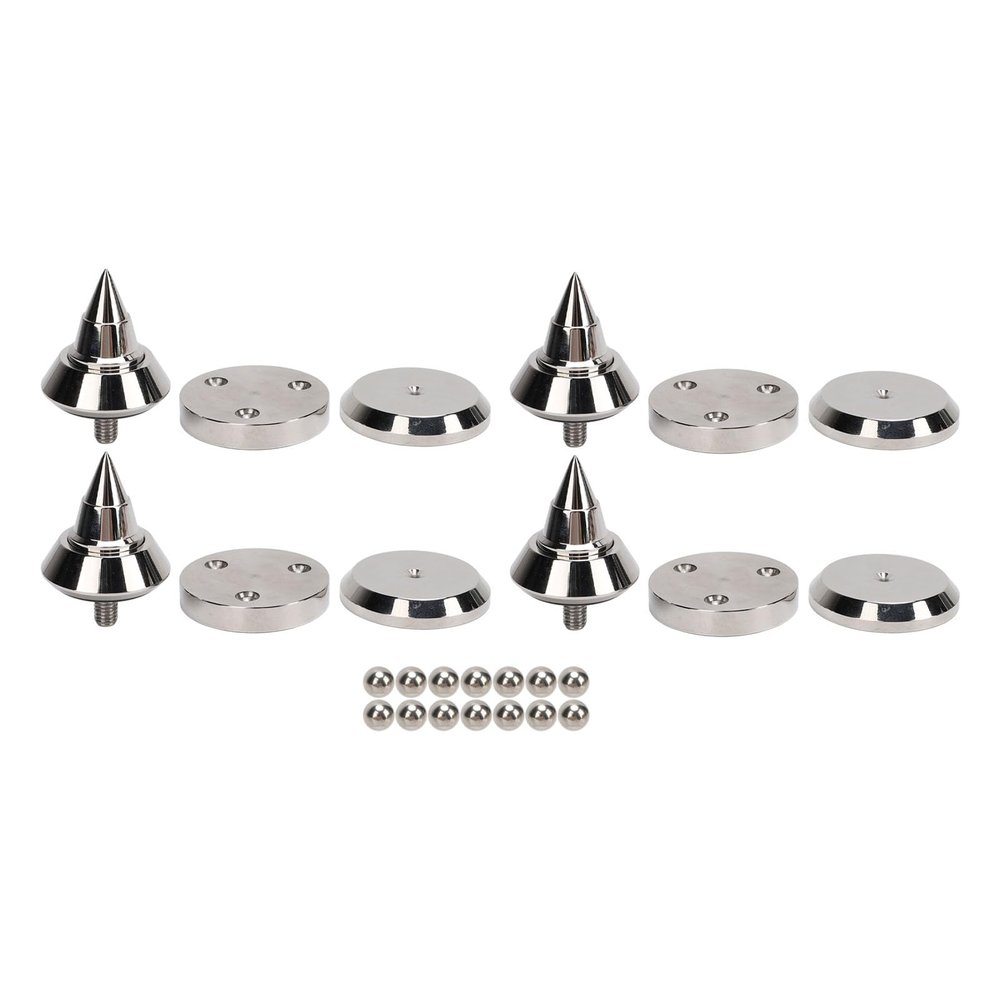 4 Set Speaker Shock Absorption Feet, Aluminum Alloy Height Adjustable M8 Speaker Spike Pad, Enhanced Sound Quality with Low Harmonic Vibration, Speaker Accessories for CD DVD Playe
