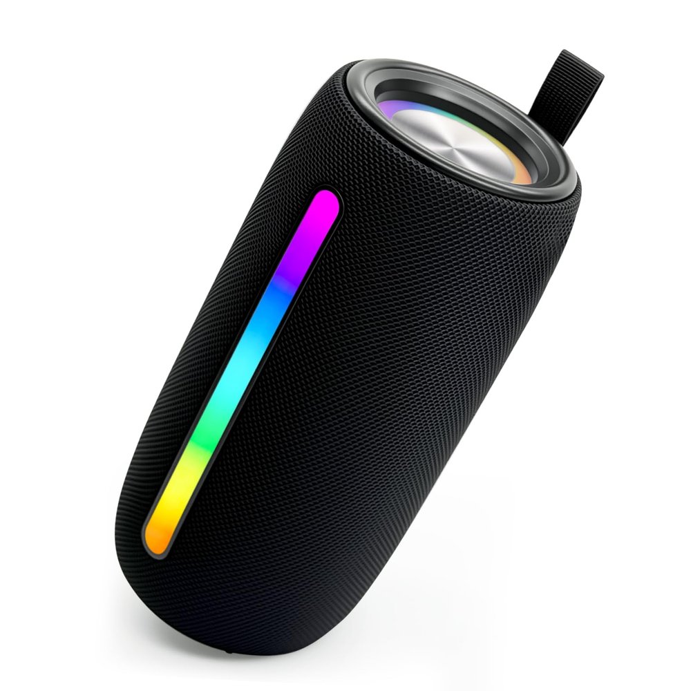 ABEAUROOSE Portable Bluetooth Speaker with Colorful Flashing Lights, Outdoor Wireless Speaker Suitable for Party, Home, Travel (Black)