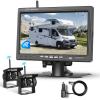 1080P HD Wireless Backup Camera System, 7-inch LCD Monitor with 2 Rearview Camera for Trailer RV Camper Truck Car Bus, DIY Guide Lines, IP68 Waterproof, Night Vision, BSD, 12V-36V view 1