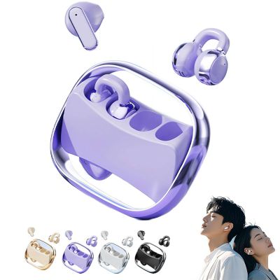 2 in 1 Clip on Open Ear Headphones Wireless Earbuds,Bluetooth 5.4 in Ear Buds Light Weight Headphones,Deep Bass Sound,Built in Mics Headset,Clear Calls Earphones for Sports Workout Daily Use (Purple)