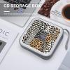 LOKLNEYK Leopard with Brownish DVD Case Large Storage Disc Wallet Bag Portable Zipper CD Case Holder CD Organizer Wallet 48 Capacity Hard Plastic DVD Cases for Car Home Travel view 4