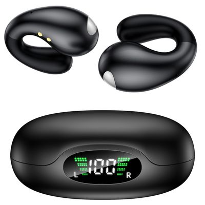 Boytond Ultra Open Ear Earbuds Bone Conduction Wireless Bluetooth Earphones, Small Clip on Over Ear Headphones with Waterproof Buds for Running Sports