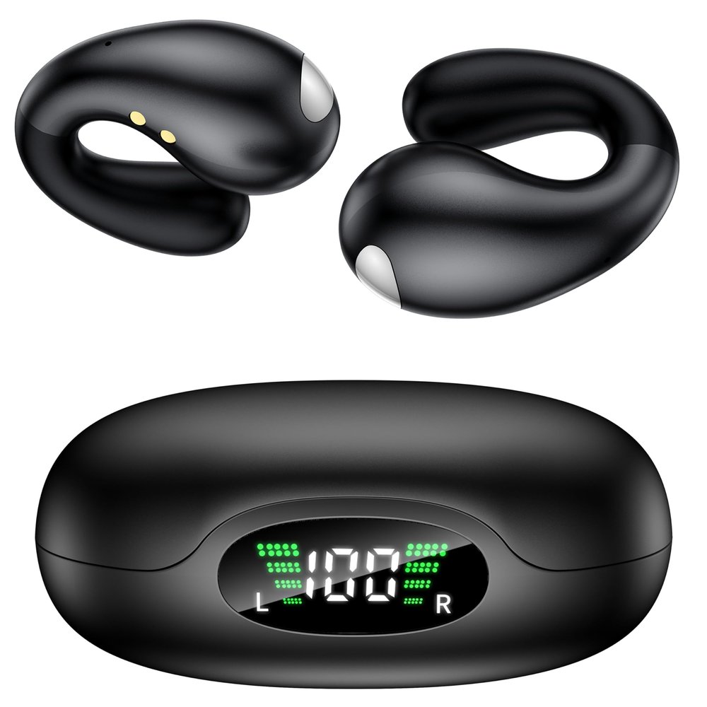 Boytond Ultra Open Ear Earbuds  Bone Conduction Wireless Bluetooth Earphones, Small Clip on Over Ear Headphones with Waterproof Buds for Running Sports