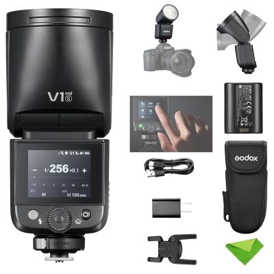 Godox V1 MID S TTL Flash for Sony, Touchscreen Round Head Travel Flash