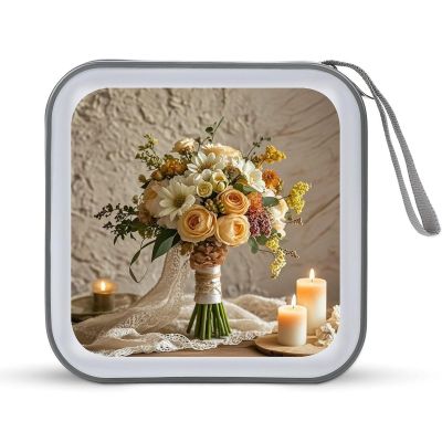 LOKLNEYK Warm Colored Flowers DVD Case Large Storage Disc Wallet Bag Portable Zipper CD Case Holder CD Organizer Wallet 48 Capacity Hard Plastic DVD Cases for Car Home Travel