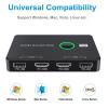 4K KVM Switch HDMI, USB Synchronizer 2 Computers Share Keyboard Mouse Printer and One HD Monitor, Support UHD 4K@60Hz, with 2 USB-Cables and 2 HDMI Cables view 2