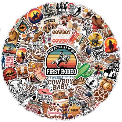 100PCS Cowboy Stickers Western Rodeo, Country Boy Aesthetic, Wild West Waterproof Vinyl Decals for Laptop, Water Bottle, Scrapbook, Luggage