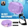 MOLOVA for AirPods Pro 3 Case with Lock & Carabiner, [Military-Grade Protection] [IP68 Waterproof] [Supports Wireless Charging] Anti-Scratch Hard Shell Cover for AirPods Pro 3rd Gen,Lavender view 3