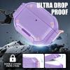 MOLOVA for AirPods Pro 3 Case with Lock & Carabiner, [Military-Grade Protection] [IP68 Waterproof] [Supports Wireless Charging] Anti-Scratch Hard Shell Cover for AirPods Pro 3rd Gen,Lavender view 4