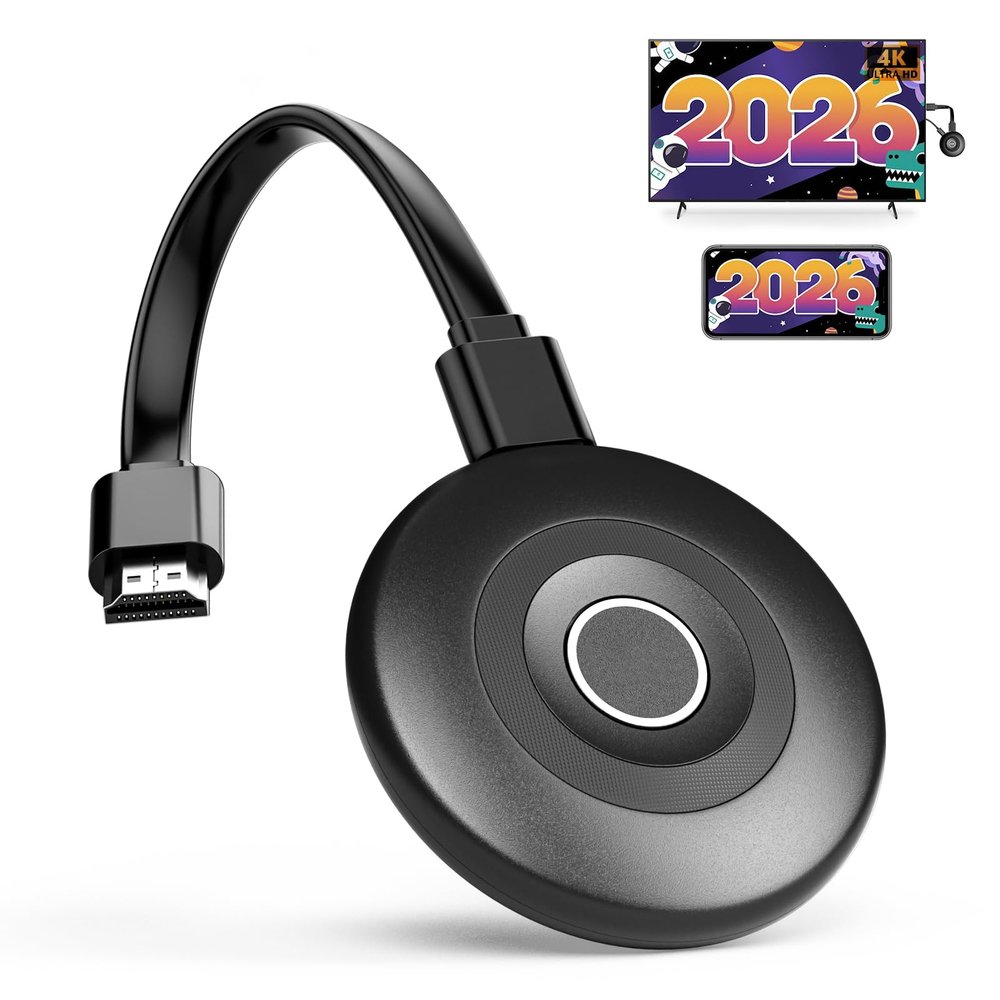 2026 Upgraded 4K Wireless Display Adapter, Plug & Play, HDMI Dongle 5G+2.4G Wireless Screen Mirroring Cast from Smartphone Tablet Laptop PC to HDTV/Monitor/Projector, Support AirPlay DLNA Miracast