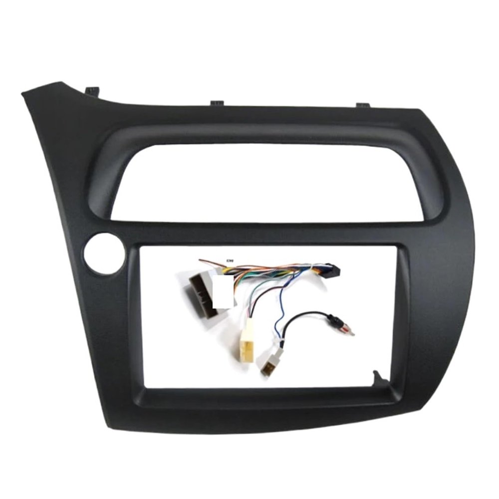 BINGLEI Car InteriorRadio Panel Fit for Honda Fit for Civic Radio DVD Stereo Cd Panel Mounting Trim Kit Face Frame Bezel with Wire Harne Decoration,Radio Panel(Left with Cable)