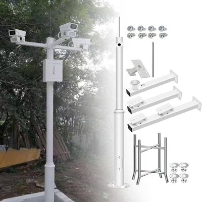 Galvanized Round Steel Tubes Pole for Surveillance Cameras, 8.2ft 9.8ft 11.4ft 13ft 14.8ft 16.4ft 19.6ft High, Surveillance Post Stand for School Backyard Porch Patio Walkway 6.5ft/2m