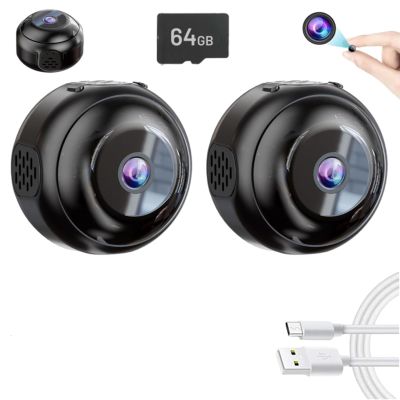Hidden Camera HD Night Vision, No Wifi or Electricity Required, Security Mini Camera, Tiny & Installs in 1 Second, Remote Real-Time Viewing for Indoor Outdoor, Includes 64GB Memory Card (2pcs)