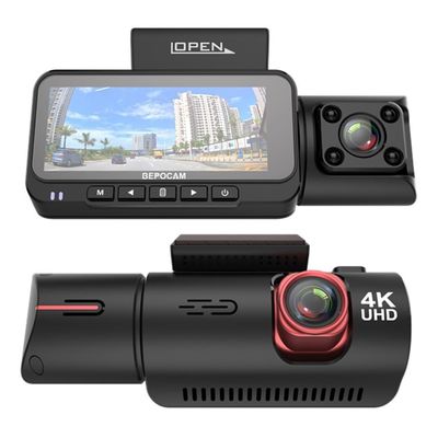 3 Channel Dash Cam Front Inside Rear Three Way Car DVR 4K+1080P+1080P Built in WiFi APP Control GPS Tracker Infrared