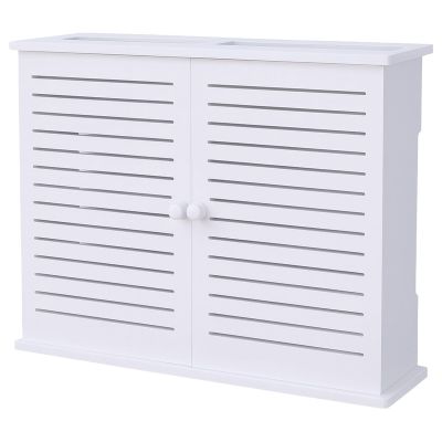 yeeplant Router Box for Wall Mount, 48 Cm White, Louvered Door