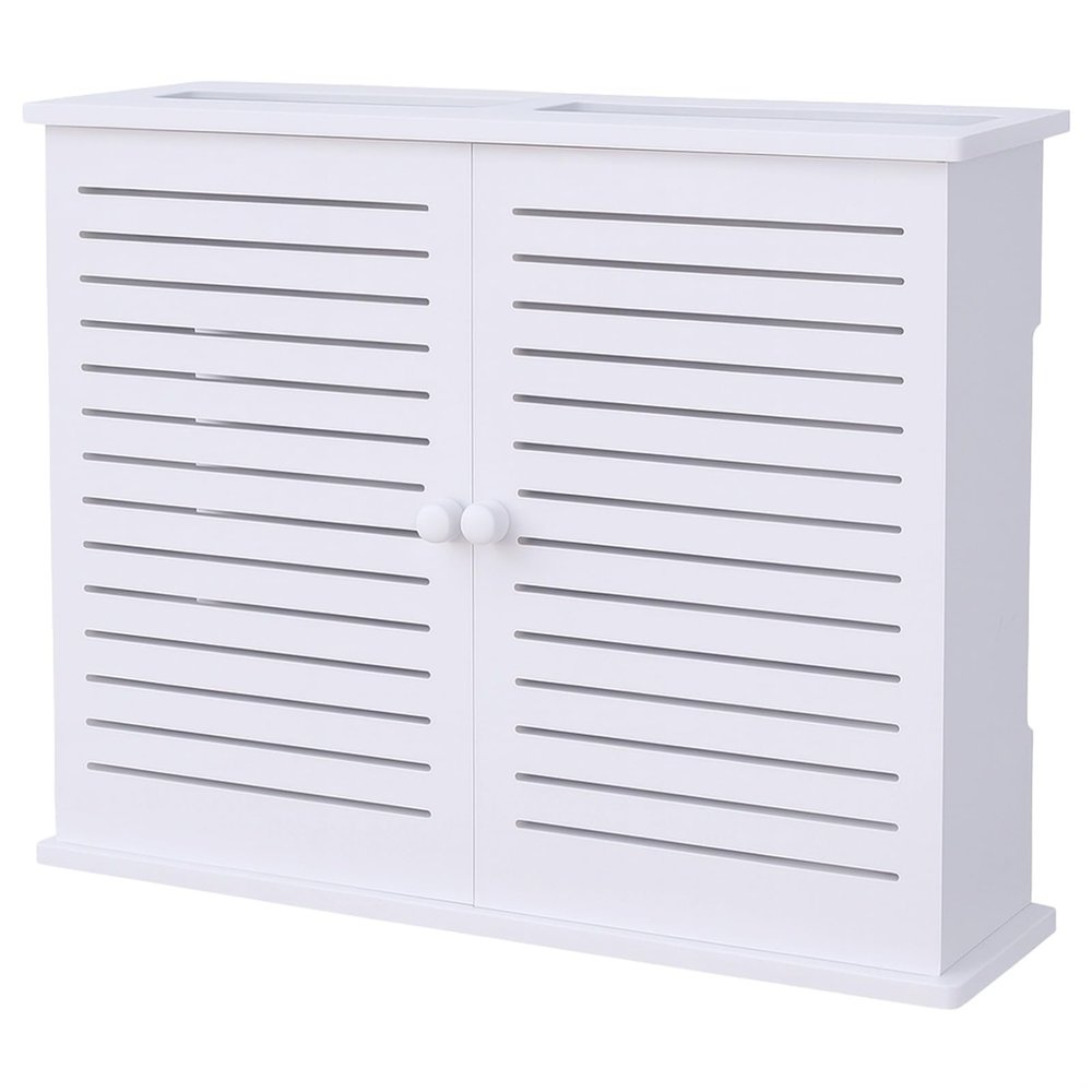 yeeplant Router Box for Wall Mount, 48 Cm White, Louvered Door