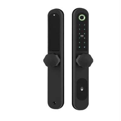 Slim Biometric Smart Door Lock Digital Glass Door Lock with Fingerprint, for Apartments Villas Homes Office(Silver)