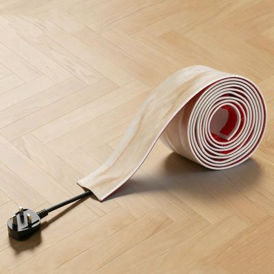 PVC Cord Covers for Wires on Floor, Floor Cord Cover, Cuttable, Self-Adhesive, Decorative Cable Protector, for Ceiling, Corner, Wall(Beige,3.8x100cm/1.5x39in)