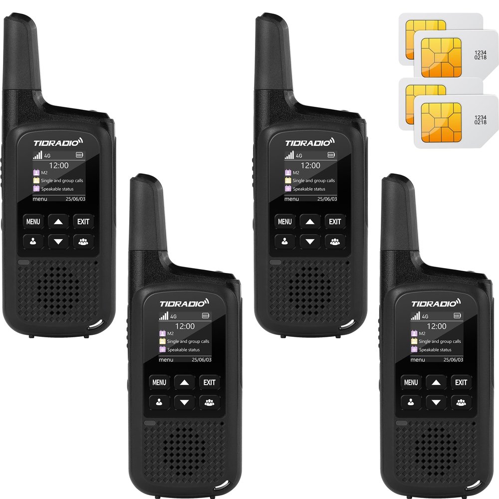 Global Rapid Walkie Talkies Unlimited Range 4G LTE PoC with SIM Cards, Long Distance Two Way Radios, APP Management, Nationwide PTT, for Family,Logistics,Truck Fleet,Construction site,Company, 4 Pack