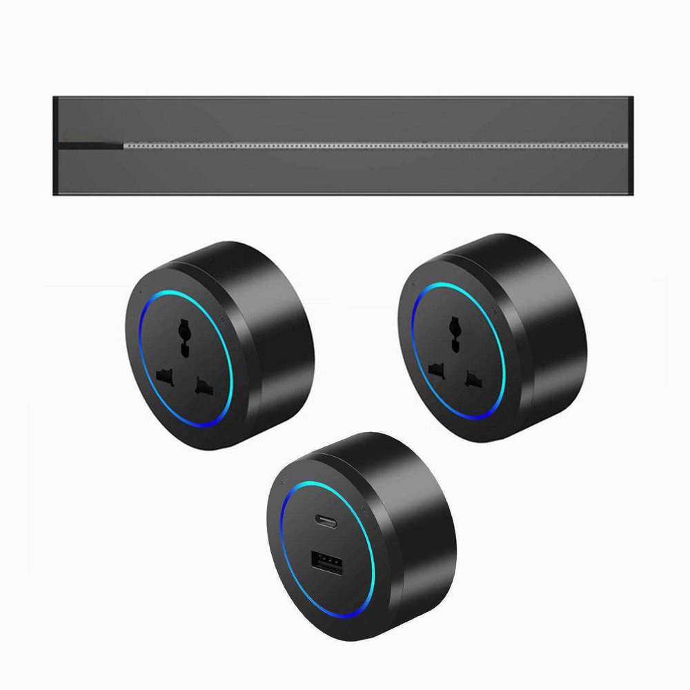 FFDSDUH Power Strips Safe & Powerful, Detachable Sockets for Convenience, Flexible Rotation & LED Indication, Easy Installation Without Grooving(Black,40cm)
