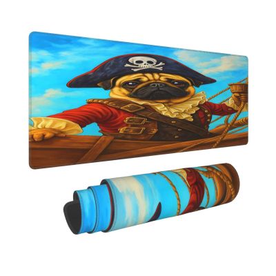 Sturin Pirate Pug Dog Mouse Pad Large Mousepad Non Slip Desk Mat Print Mouse Mat for Gaming 11.8X31.5 in