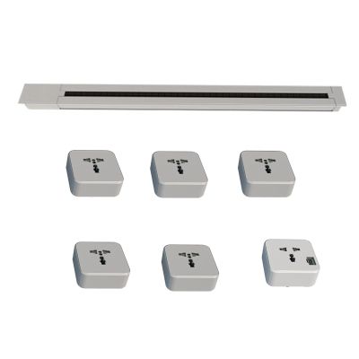FFDSDUH Power Strips Kitchen Power Strip, Embedded Switch, Concealed Rail Slide Socket Suitable for Home and Office(Silver,100CM)