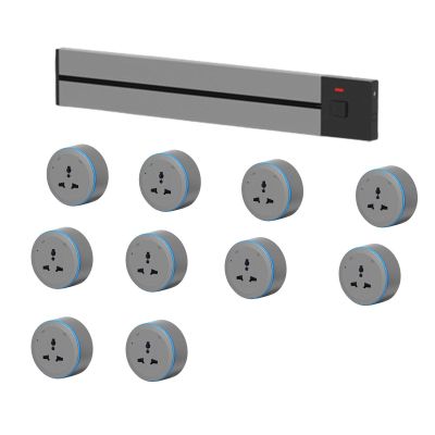 FFDSDUH Power Strips Track Socket, Household Kitchen Power Rail Slide, Movable Sliding Rails and Magnetic Sideboard(Gray,100cm)
