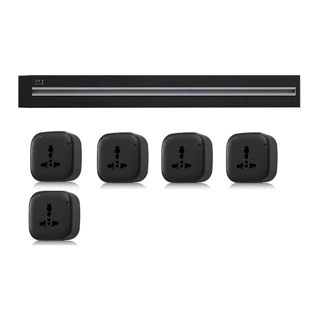 FFDSDUH Power Strips u2013 60cm/80cm/100cm Adjustable Electrical Track with Removable Adapter, 8000W Overload Protection for Home/Office/Kitchen(Black,80cm)